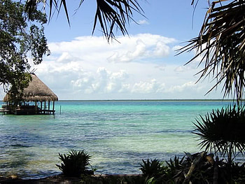 Lac Bacalar, Costa Maya Mexico, trees, water, ocean, hut HD wallpaper
