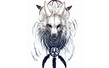 dreamcatcher dog feathers white background HD wallpaper