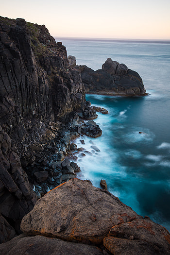 Coast, blue sea, rocks, adorable, nature HD phone wallpaper