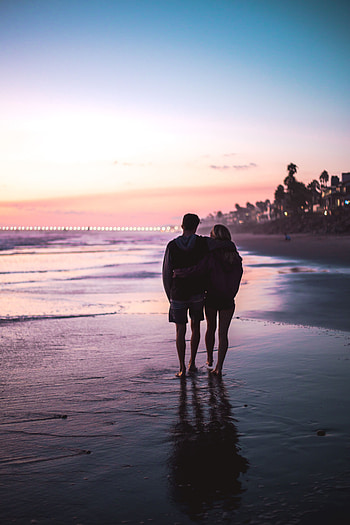 Beach, Love, Couple, Pair, Romance, Embrace HD phone wallpaper