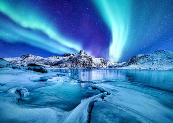 Aurora Borealis, night, frost, polar, beautiful, lake, north, reflection, snow, sky, ice HD wallpaper