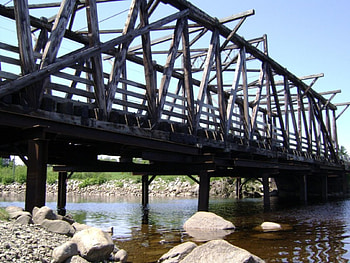 Old Bridge2, bridge, water, rock HD wallpaper