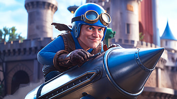 A Thrilling Adventure: Ultra of a Rocket Rider, cartoon, pilot, rocket, castle, adventure HD wallpaper