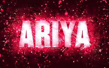 Happy Birtay Ariya, , pink neon lights, Ariya name, creative, Ariya Happy Birtay, Ariya Birtay, popular american female names, with Ariya name, Ariya HD wallpaper