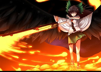 Anime girl with sword, girl, anime, Sword, flames HD wallpaper