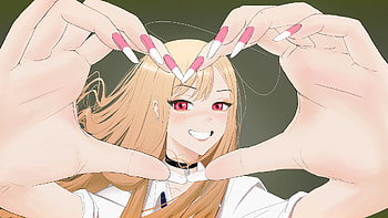 Pink Eyes Marin Kitagawa Heart Symbol My Dress-Up Darling HD wallpaper