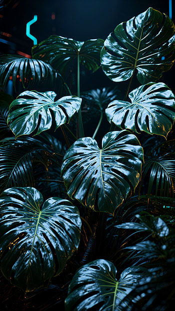 Tropical Leaves Glow: Elegant for Nature Lovers HD phone wallpaper