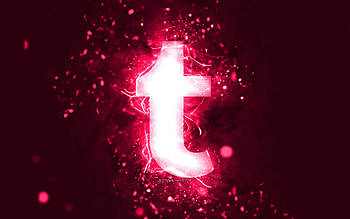 Tumblr pink logo, , pink neon lights, creative, pink abstract background, Tumblr logo, social network, Tumblr HD wallpaper