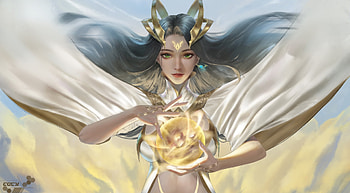 Luna, golden, frumusete, girl, goddess, fantasy, moon, yellow, cocy, luminos HD wallpaper