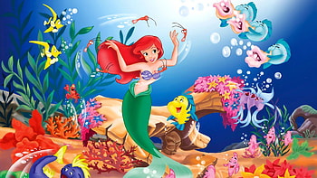 Ariel, The Little Mermaid, World Map, Cartoon HD wallpaper