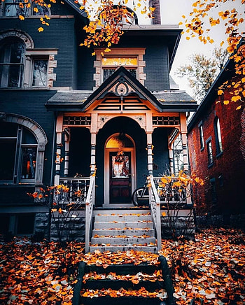 A beautiful house, orange, door HD phone wallpaper