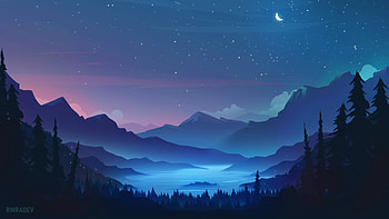 Starry Mountain Serenity - Ultra, artistic, landscape HD wallpaper