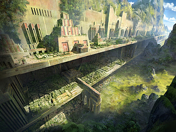 Mountain, Fantasy, City, Building, Cityscape HD wallpaper