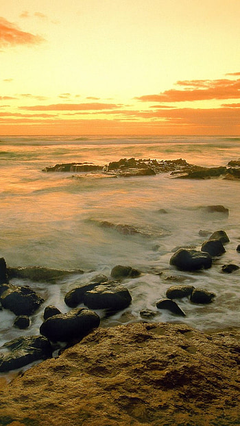 Preview hawaii, morning, sea, sand, stones HD phone wallpaper