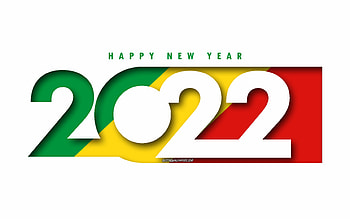 Happy New Year 2022 Republic of the Congo, white background, Republic of the Congo 2022, Republic of the Congo 2022 New Year, 2022 concepts, Republic of the Congo, Flag of Republic of the Congo HD wallpaper