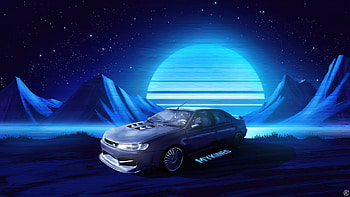 Night Synthwave Ride , synthwave, artist, artwork, digital-art, artstation HD wallpaper