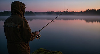 Tranquil Fishing: Ultra, fishing rod, fishing, sunrise, lake, calm HD wallpaper