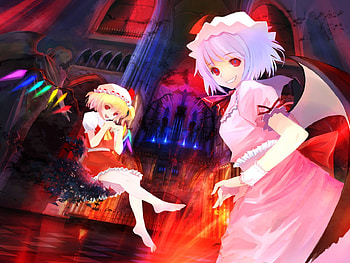 Touhou Scarlet Sisters, remilia scarlet, touhou, scarlet sisters, vampire, flandre scarlet HD wallpaper