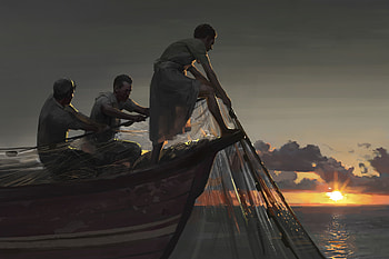 :-), boat, sea, art, man, sunrise, dark, summer, fisher, fantasy, faraz shanyar, luminos, water, sunset, cloud HD wallpaper