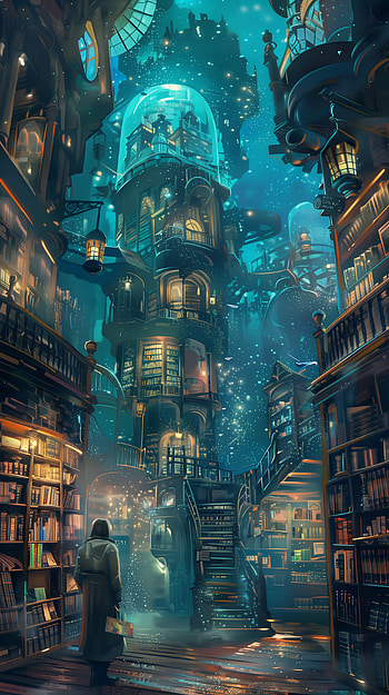 Enchanted Library Stairs - , library, book, stairs HD phone wallpaper