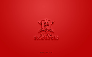 Mumbai Gladiators, creative 3D logo, red background, EFLI, Indian American football club, Elite Football League of India, Mumbai, India, American football, Mumbai Gladiators 3d logo HD wallpaper