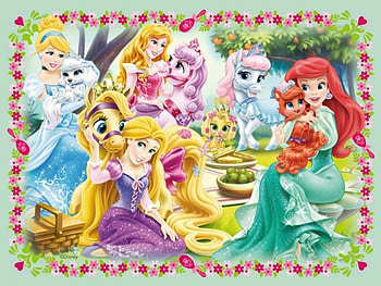 Disney princesses, blue, ariel, palace pets, animal, cinderella, cute, disney, girl, aurora, rapunzel, pink, fantasy, green, redhead, princess HD wallpaper