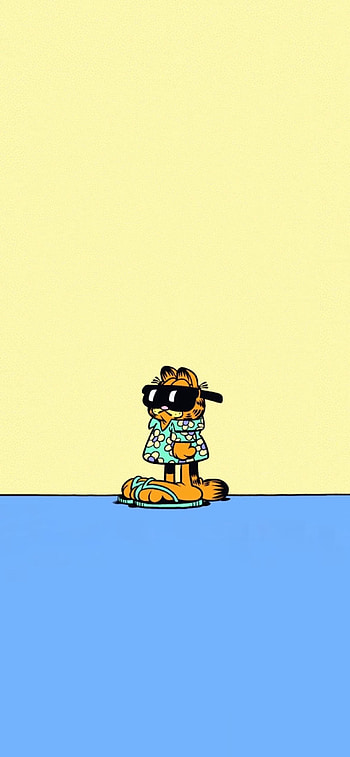 Summer Garfield comic, Minimalist , Tech-themed, Seasonal delight HD phone wallpaper