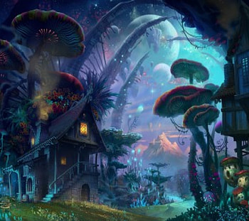 fantasy, world, fantsy, house, tree HD wallpaper