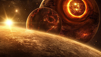 A Golden Universe, Golden, Planets, Space, Galaxies, Universe HD wallpaper