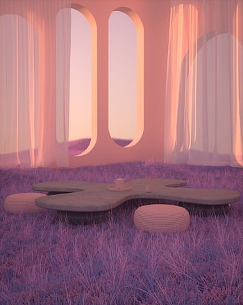 Ethereal 3D-rendered room with futuristic design and pastel hues, capturing a calm and serene atmosphere. HD phone wallpaper