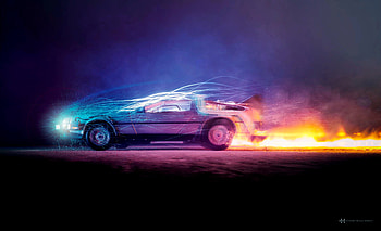Car Lights Flame Back To The Future, cars, artistic, artwork, digital-art HD wallpaper