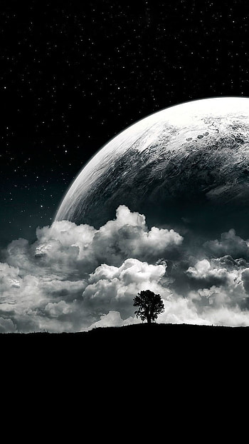 Moon, Clouds Background HD phone wallpaper