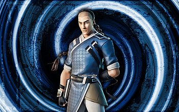 Gan, blue grunge background, Fortnite, vortex, Fortnite characters, Gan Skin, Fortnite Battle Royale, Gan Fortnite HD wallpaper