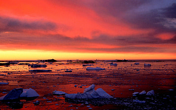 ICE FLOATS, winter, floats, iceberg, sunset, ice, ocean HD wallpaper