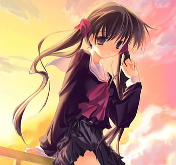 Anime Girl, sad, anime, pretty, yellow, girl, lovely, sun HD wallpaper