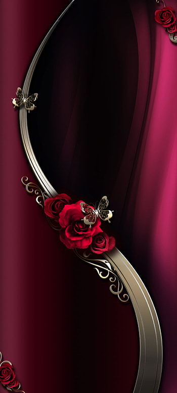 Luxury rose night red, dress, magenta, metal, roll, silver, flower HD phone wallpaper