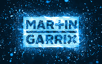 Martin Garrix blue logo, , dutch DJs, blue neon lights, creative, blue abstract background, Martijn Gerard Garritsen, Martin Garrix logo, music stars, Martin Garrix HD wallpaper