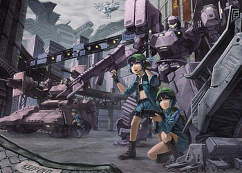 Armored core gun heads kawashiro nitori kurione (zassou) mecha touhou weapon | | 65767 | UP HD wallpaper