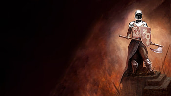 death dealer knight, knight, armour, axe, rock HD wallpaper