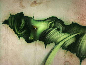 La fée verte, girl, fantasy, green, xavier collette HD wallpaper