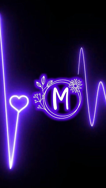 M Letter, Heart Bit Line, purple HD phone wallpaper