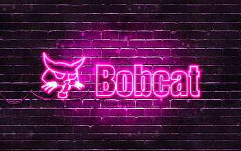 Bobcat purple logo, , purple brickwall, Bobcat logo, brands, Bobcat neon logo, Bobcat HD wallpaper