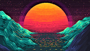 Vaporwave Graphic Design Fantasy Landscape Retro HD wallpaper