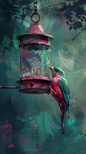 Serene Aviary - , bird, bird feeder, colorful, nature, Wildlife HD phone wallpaper