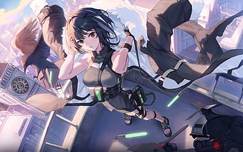 La Pluma by Molyb, Arknights, La Pluma (Arknights), drone, girl, Anime, anime girl HD wallpaper