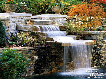 Stepping Down, stone, waterfall, water, tree HD wallpaper