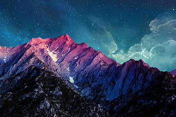 mountains under the stars, fun, cool, nature, stars, mountains HD wallpaper