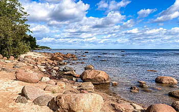 Rocky Beach in Latvia, clouds, sea, Latvia, rocks, beach HD wallpaper