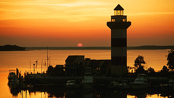 South Carolina, Historic lighthouses, Harbour town view, Coastal charm HD wallpaper