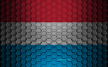 Luxembourg flag, 3d hexagons texture, Luxembourg, 3d texture, Luxembourg 3d flag, metal texture, flag of Luxembourg HD wallpaper